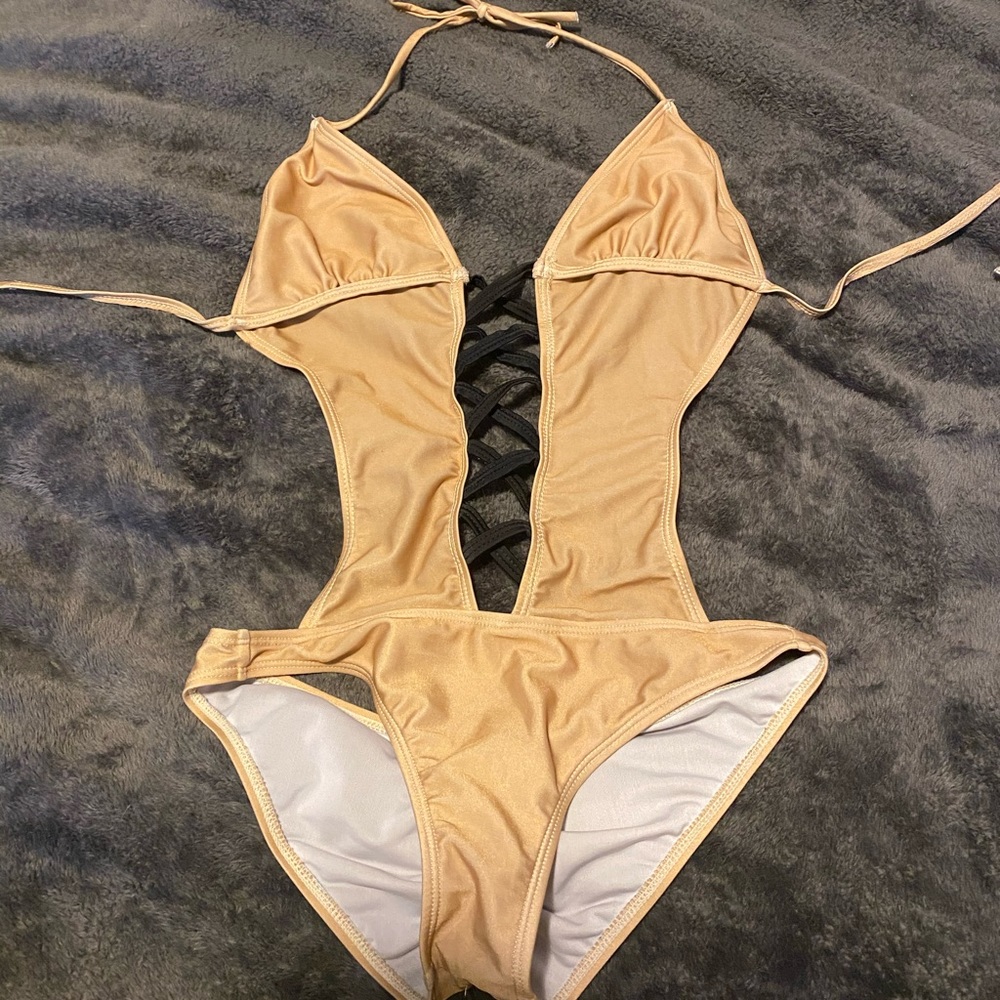 Sexy Gold and Black Monokini